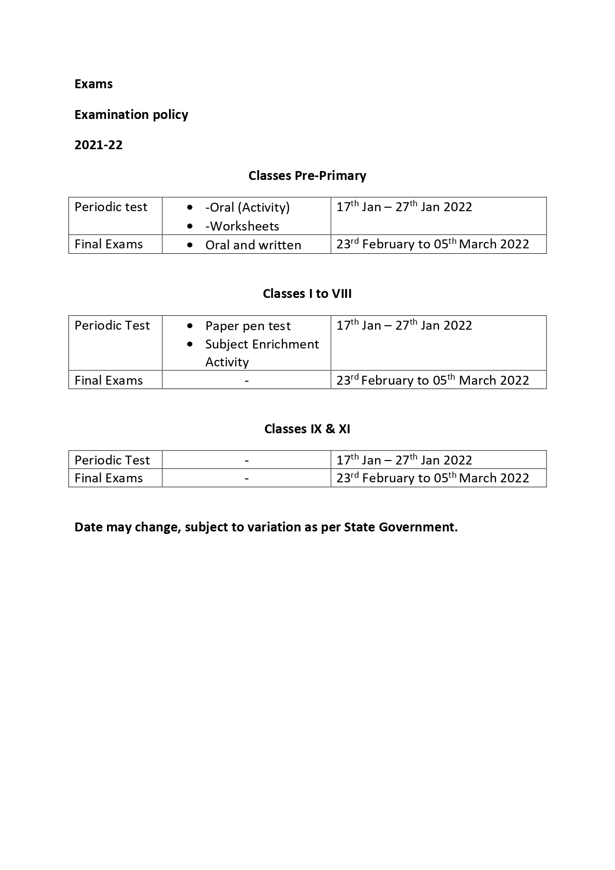 Examination policy (2021-22)